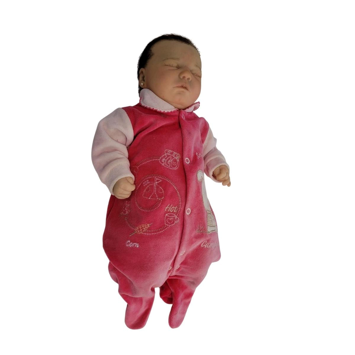 Boneca Bebê Reborn 45 cm Feita À Mão Com Roupinha Rosa