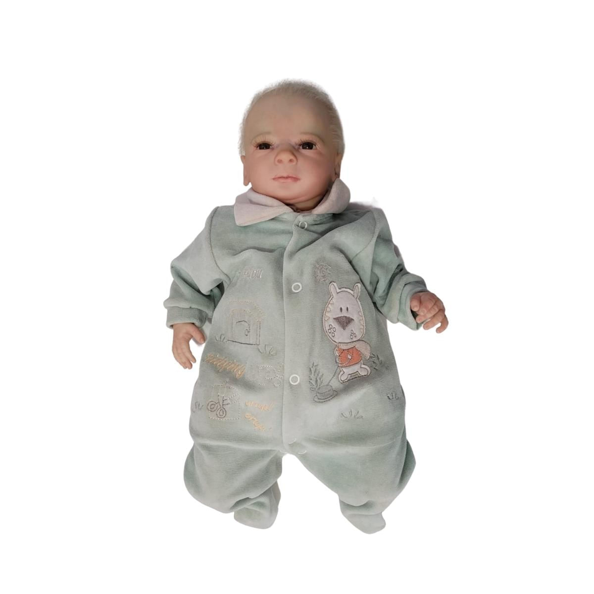 Boneca Bebê Reborn 45 cm Feita À Mão Com Roupinha Verde