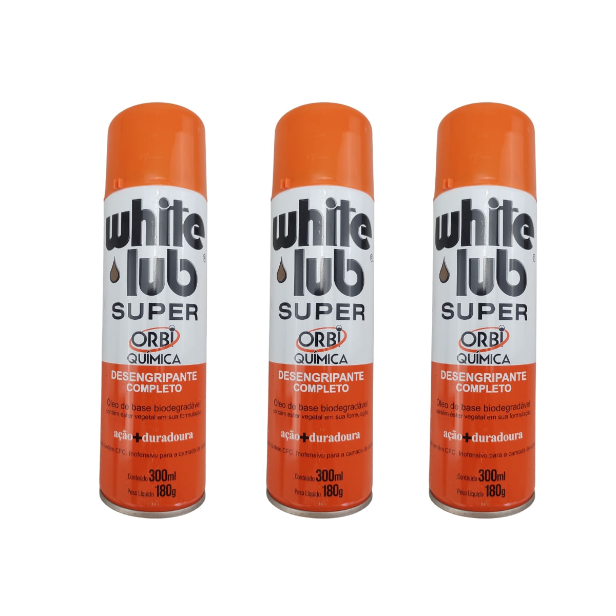 3 Óleo Desengripante Lubrificante White Lub 300ml Spray Orbi