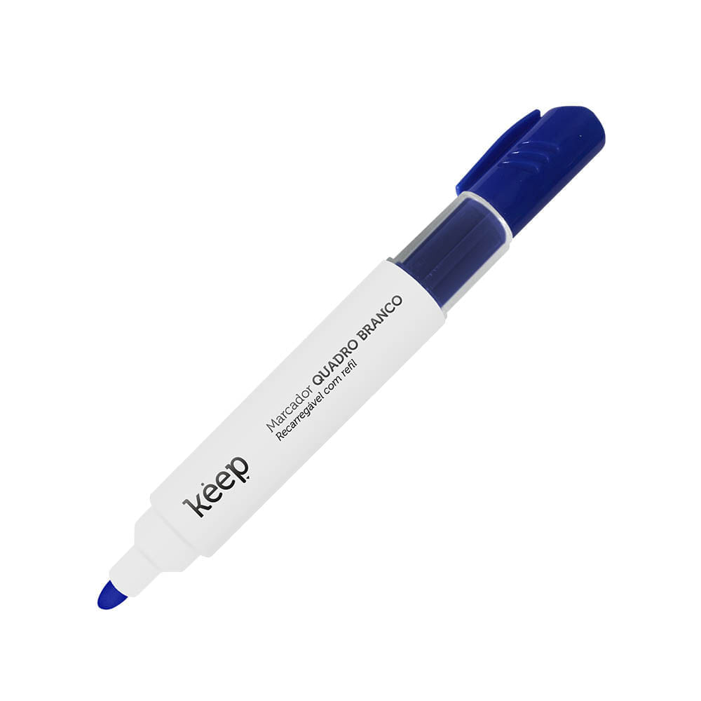 Pincel Marcador de Quadro Branco Recarregável 12 Unidades Azul Keep - MR001 MR001