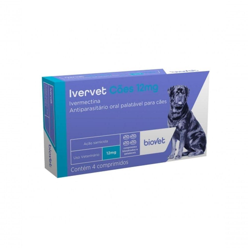Ivervet 12mg Para Carrapato, Pulgas E Sarna C/4 Comprimidos