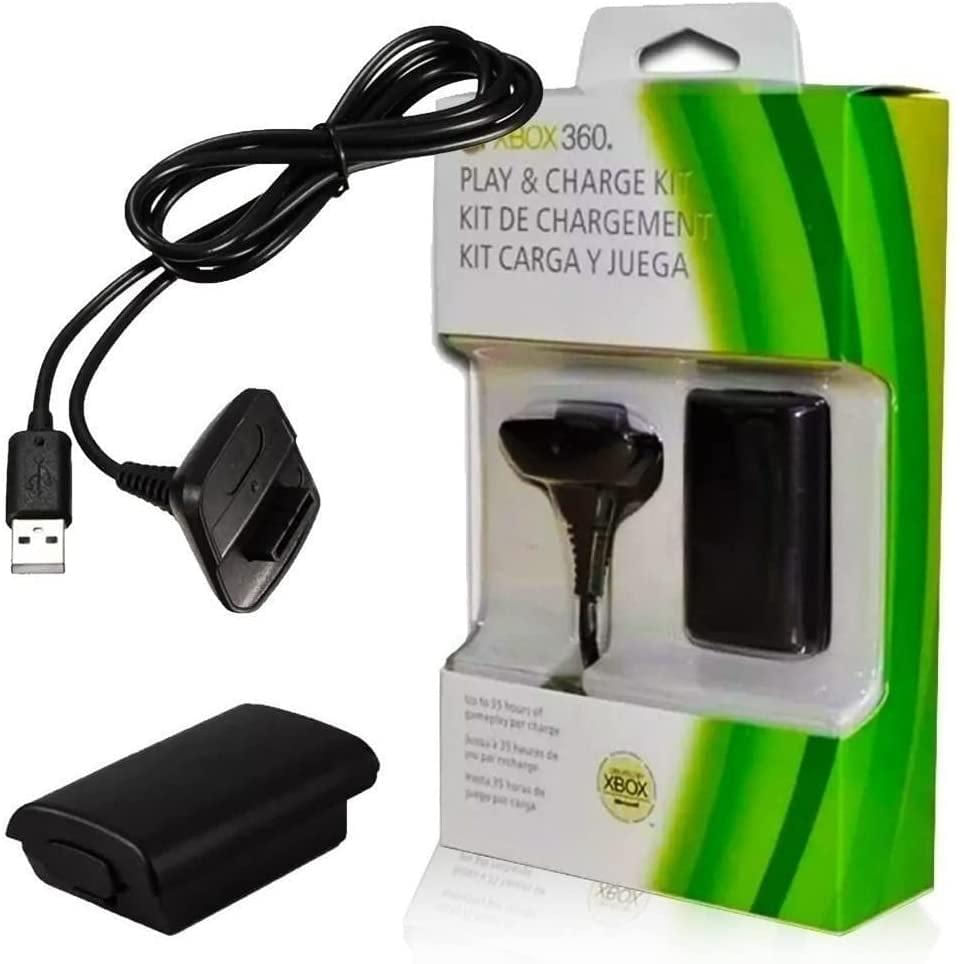 Bateria Recarregável + Cabo Carregador Para Controle Wireless de Xbox 360 12000mAh