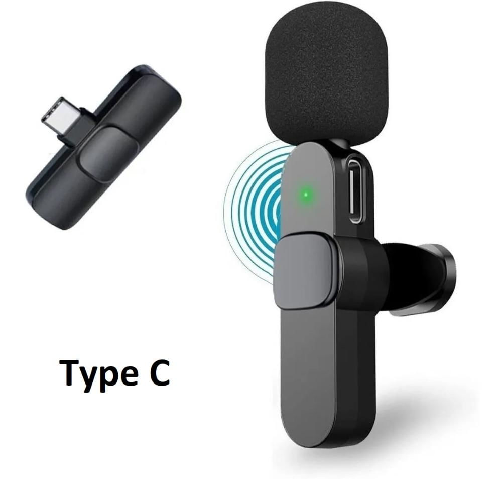 Microfone Lapela Sem Fio Compatível Android Galaxy Usb-C Type C