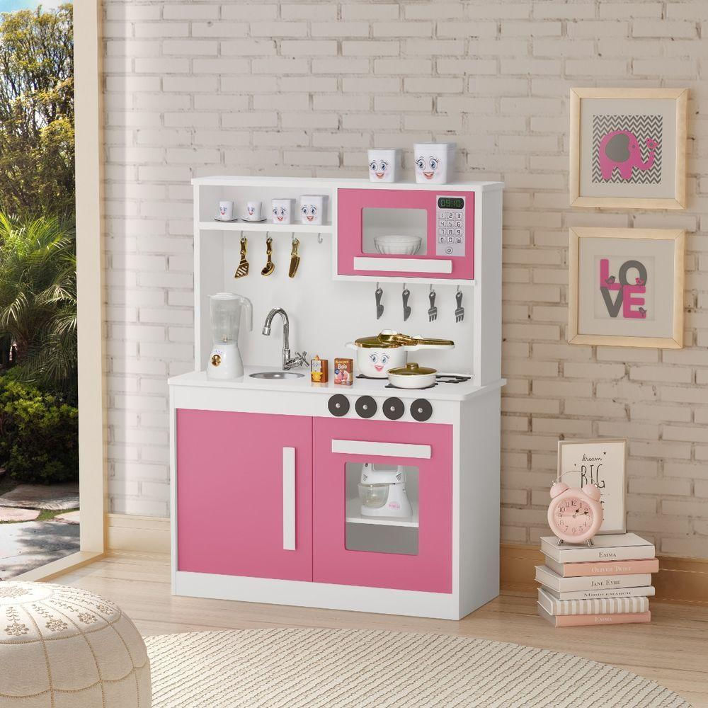 Cozinha Perfeita Infantil Rosa Com Fogão E Micro-Ondas