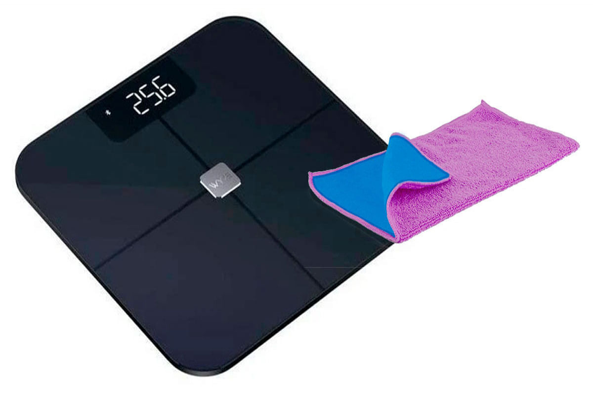 Balança de controle corporal inteligente com Bluetooth + Pano em microfibra para limpeza