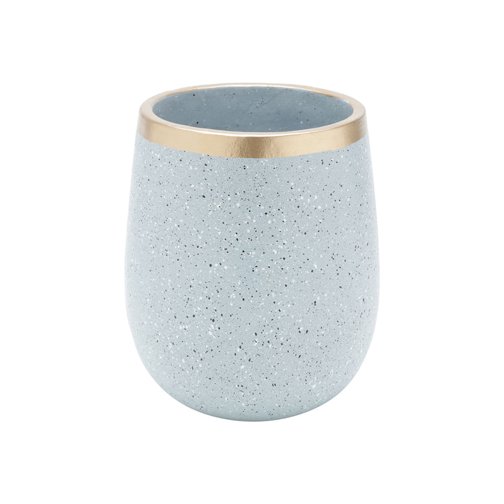Vaso decorativo cerâmica granilite cinza 13x16cm