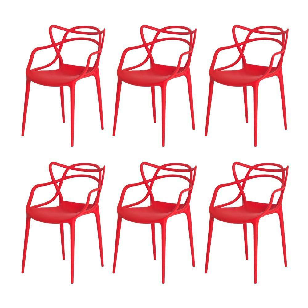 Kit 6 Cadeiras Allegra Vermelha Sala Cozinha Jantar