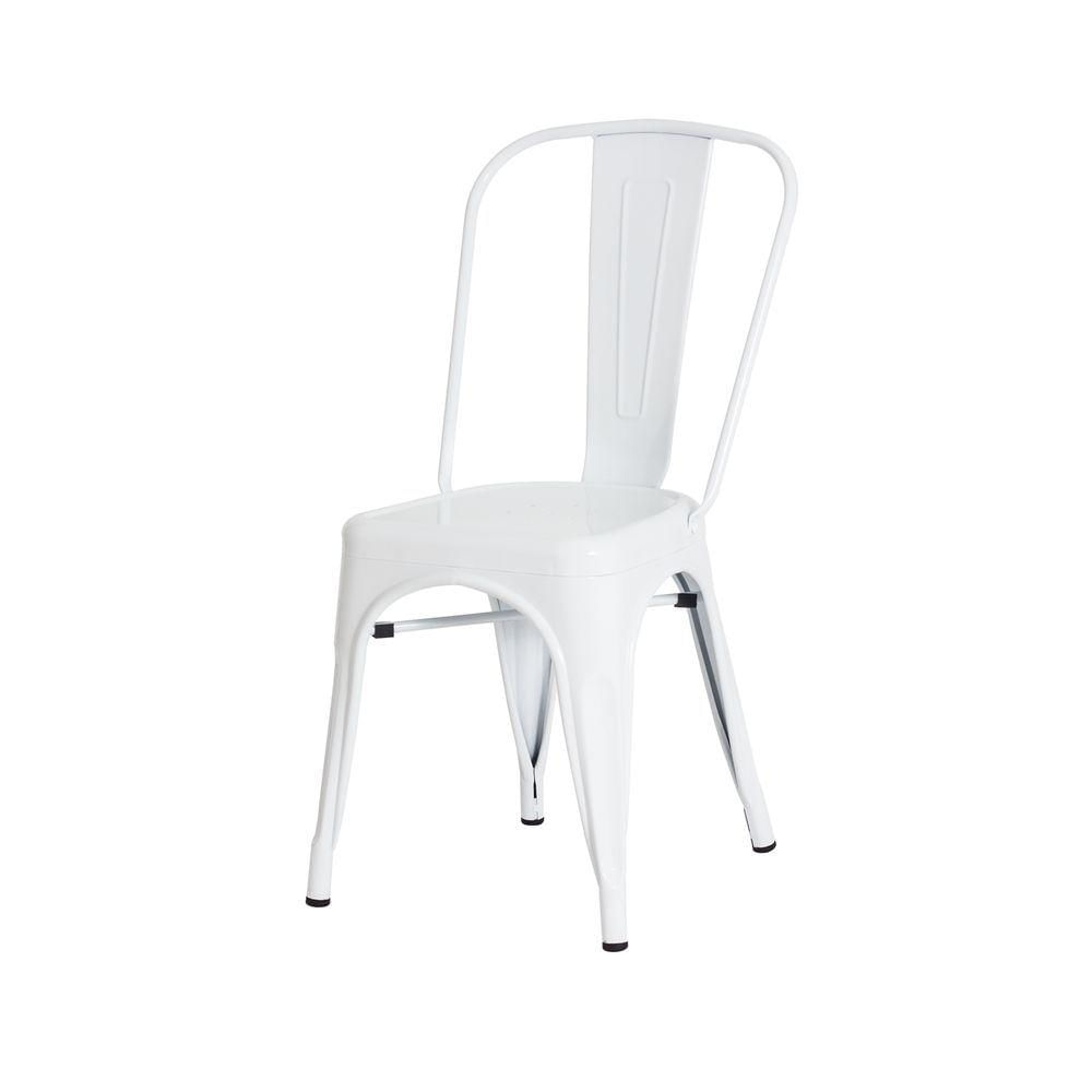 Cadeira Tolix Iron Design Branca Aço Industrial Bar