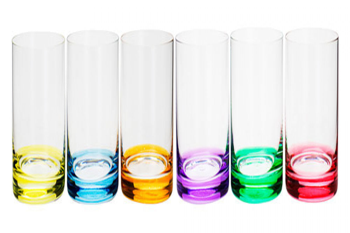 Cj 6 Copos Baixos de Cristal Ecológico Set-Bar Favorit Coloridos 310Ml