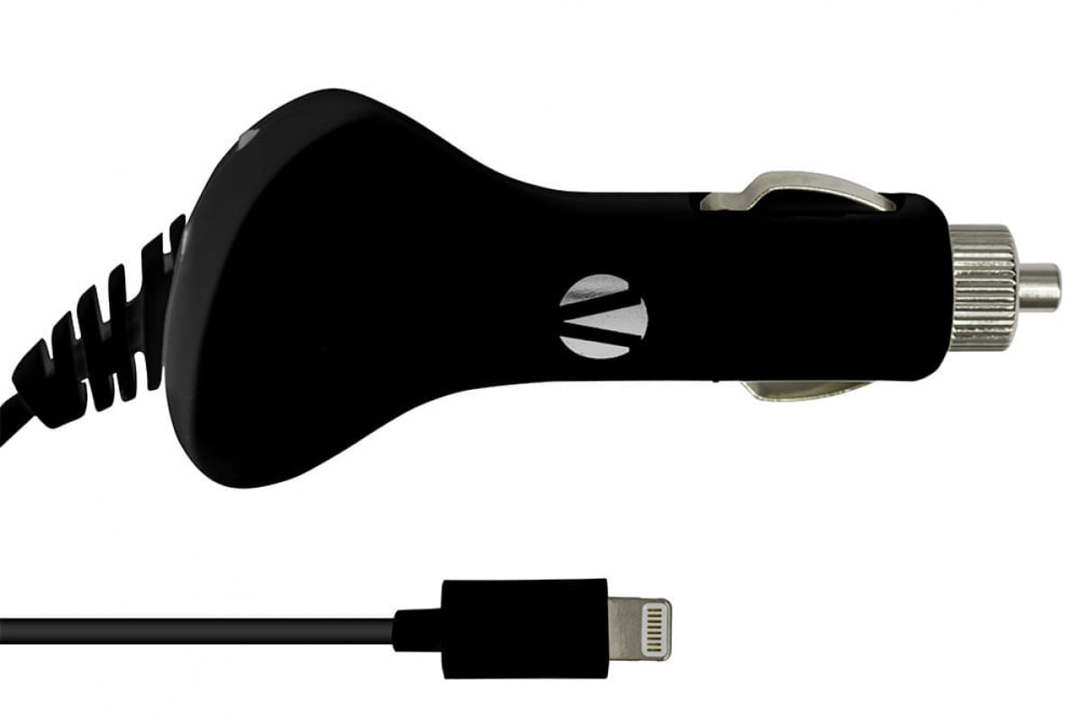 Carregador veicular com conector lightning para iPod, iPhone e iPad  Preta