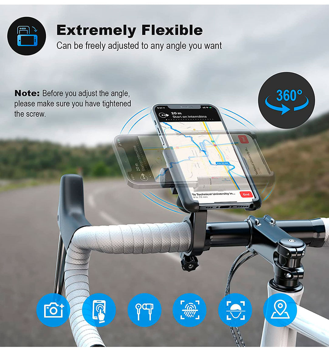 Suporte de guidão de bike para Smartphone de 3,5 a 7 polegadas