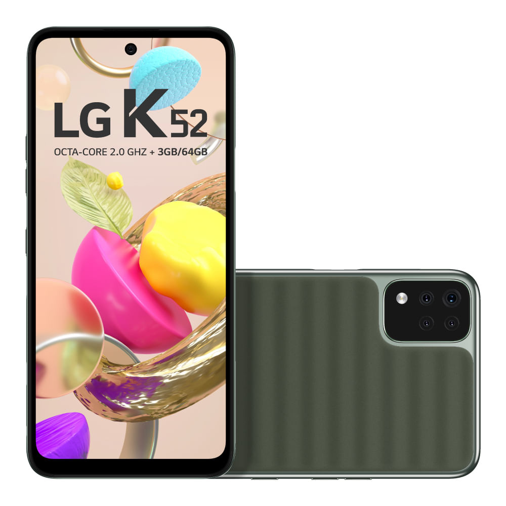 Smartphone LG K52 LMK420BMW 64GB Dual Chip Tela 6.6" 4G WiFi Câmera Dupla 13MP+2MP Verde
