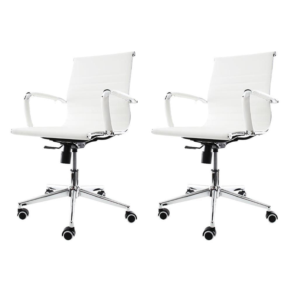 2 Cadeiras De Escritório Diretor Secretária 120 Kg Branco