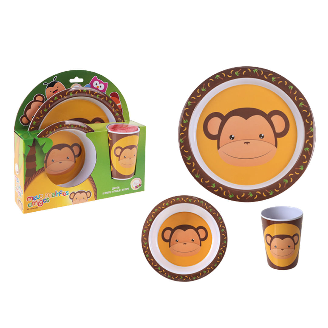 Kit Alimentação Infantil Melhores Amigos Macaco - Art House