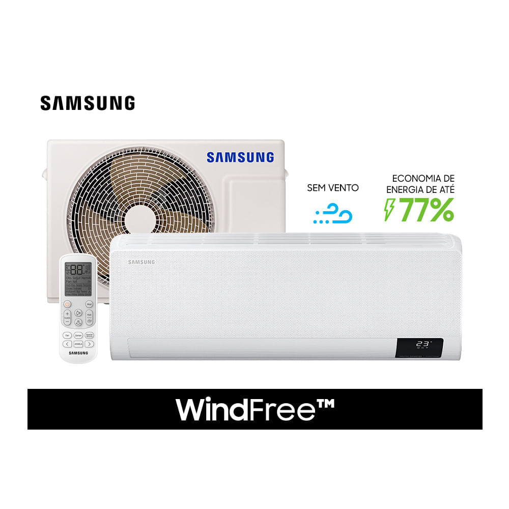 Ar Condicionado Split Hi Wall Samsung Inverter WindFree 9000 BTU/h Quente e Frio AR09TSHCBWKNAZ – 220 Volts 220