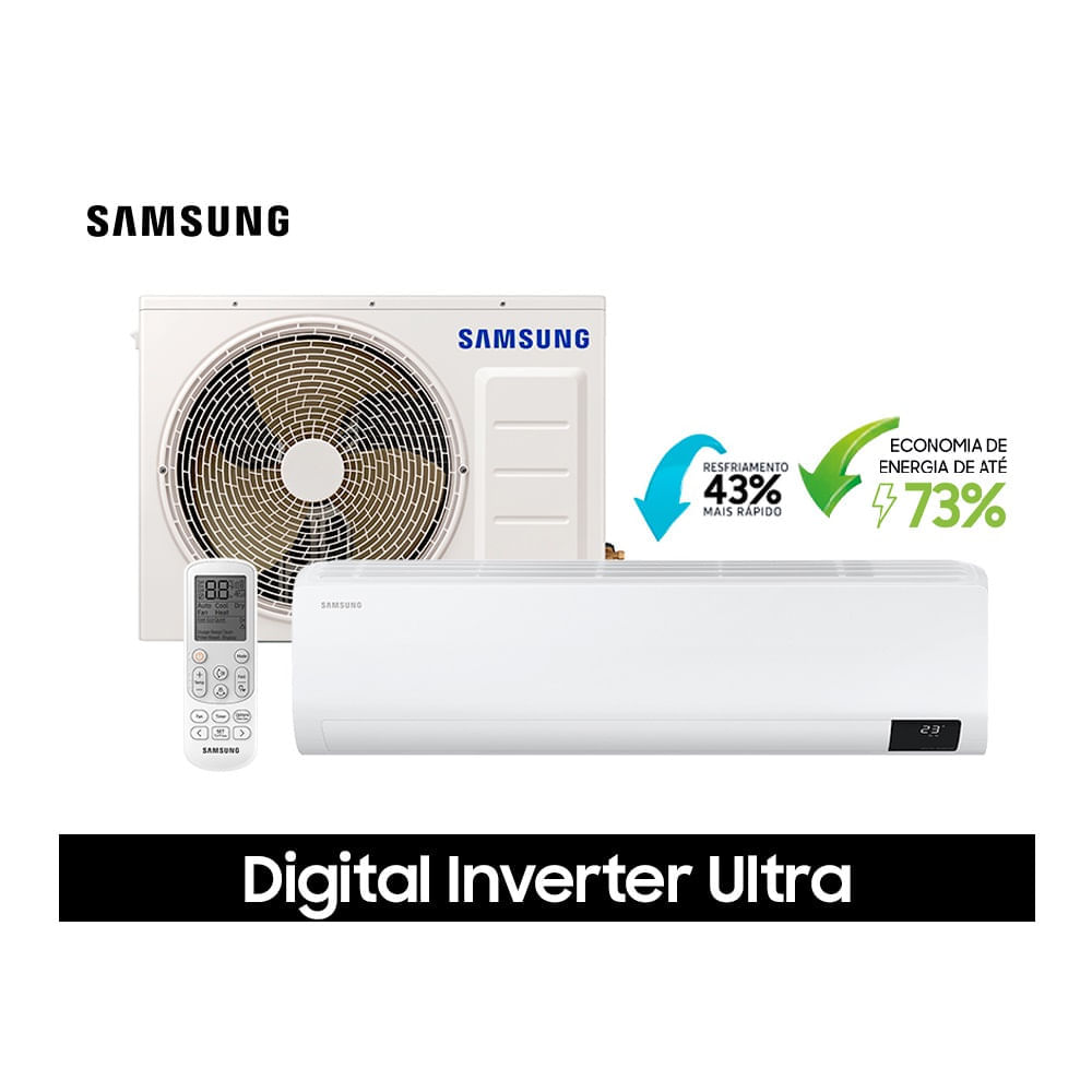 Ar Condicionado Split Hi Wall Inverter Samsung Digital Ultra 12000 BTU/h Quente e Frio AR12TSHZDWKNAZ – 220 Volts 220 Volts