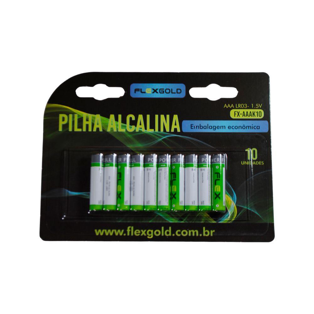 Pilha Alcalina FLEX GOLD AAA Blister com 10 Unidades