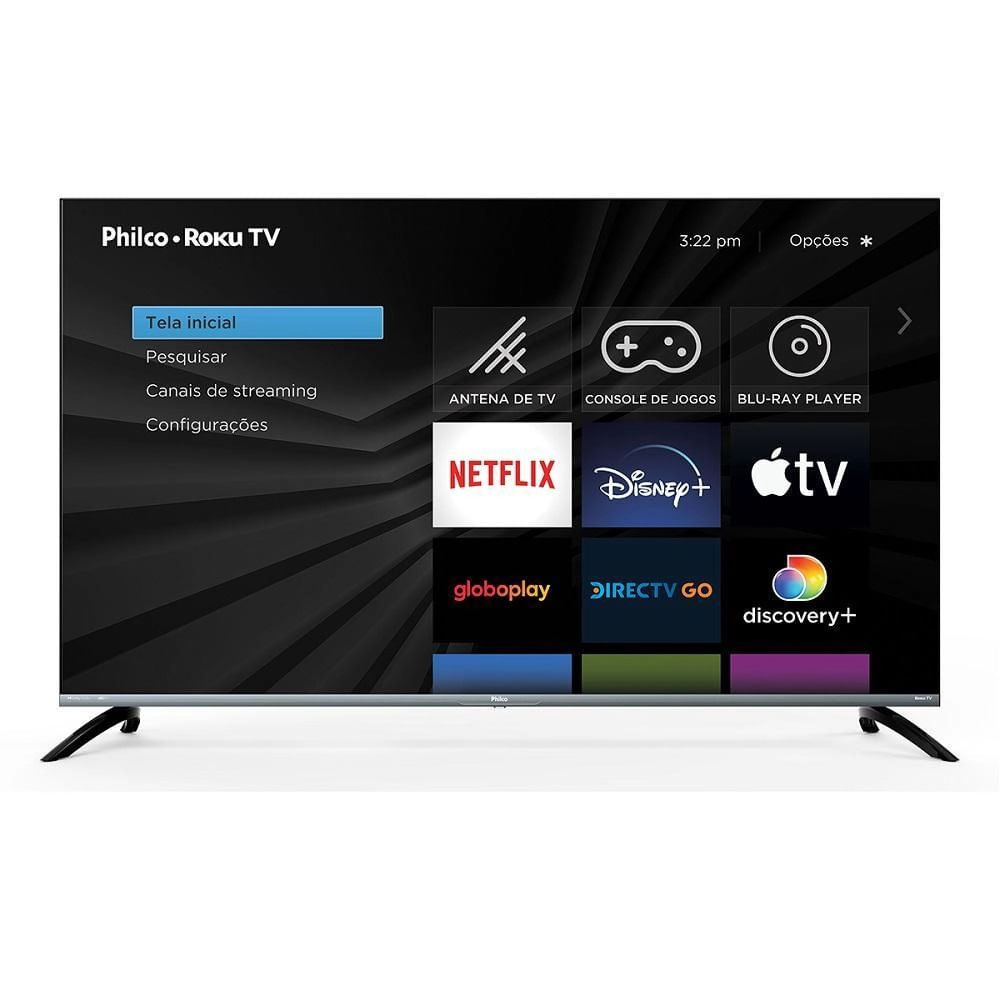 Smart TV LED 50" 4K Ultra HD Roku TV Philco PTV50G70R2CSGBL Preta