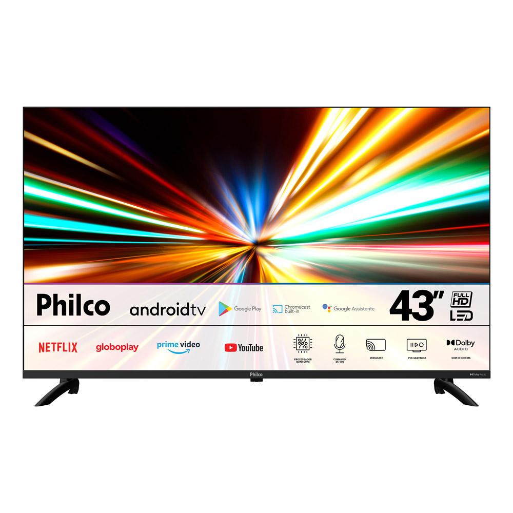 Smart TV LED 43" Full HD Android TV Philco PTV43D10AG11SKFL Preta