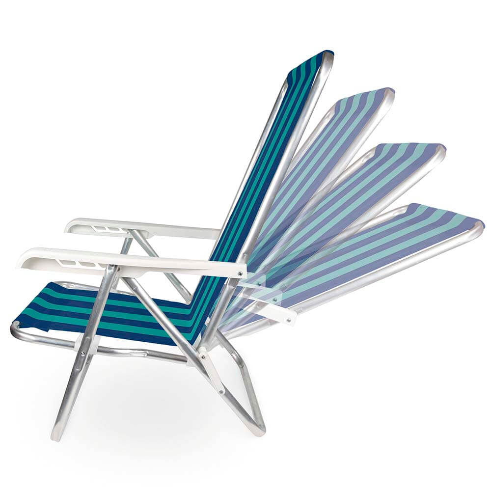Cadeira de Praia Reclinável MOR 4 Posições Alumínio - Cor Sortida