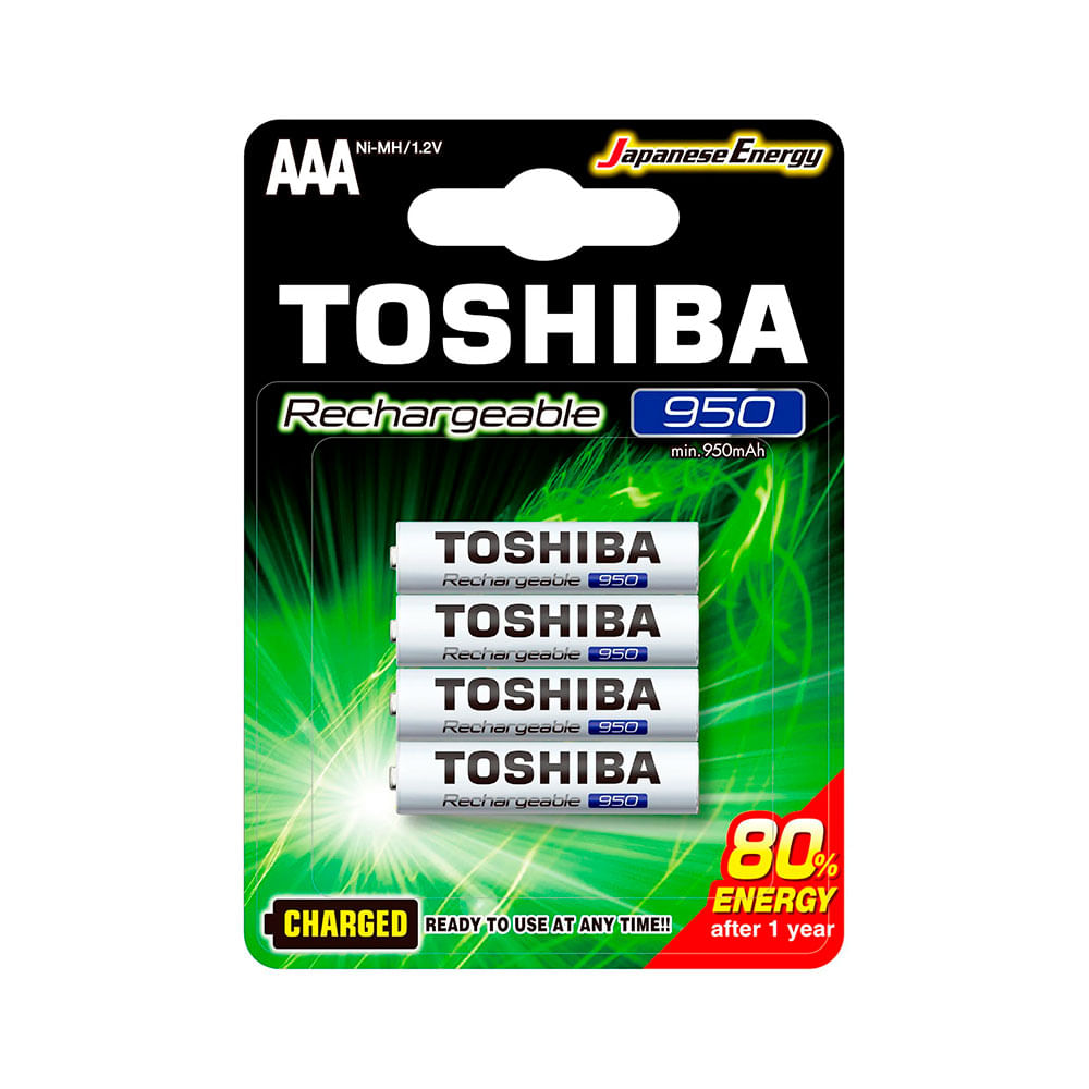 Cartela C/ 4 Pilhas Recarregáveis Toshiba AAA 1,2V 950 mAh - AC2516