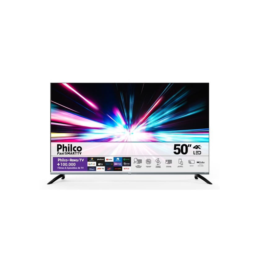 Smart TV Philco 50’’ 4K Roku TV HDR10 PTV50G70R2CSGBL - Bivolt Bivolt