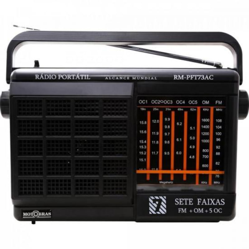 Rádio Portatil 7 Faixas RM-PFT73AC Preto Motobras