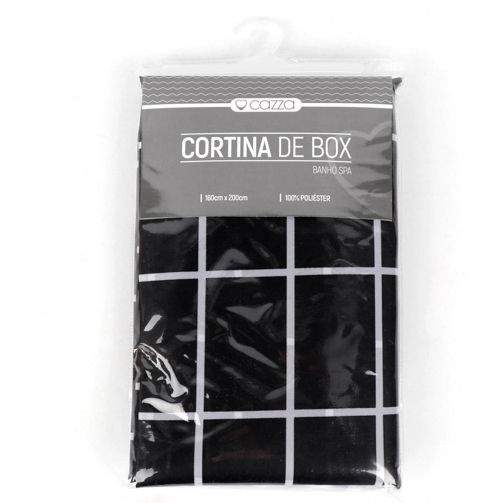 Cortina Box 160x200 Poliéster Grid Cazza Preta