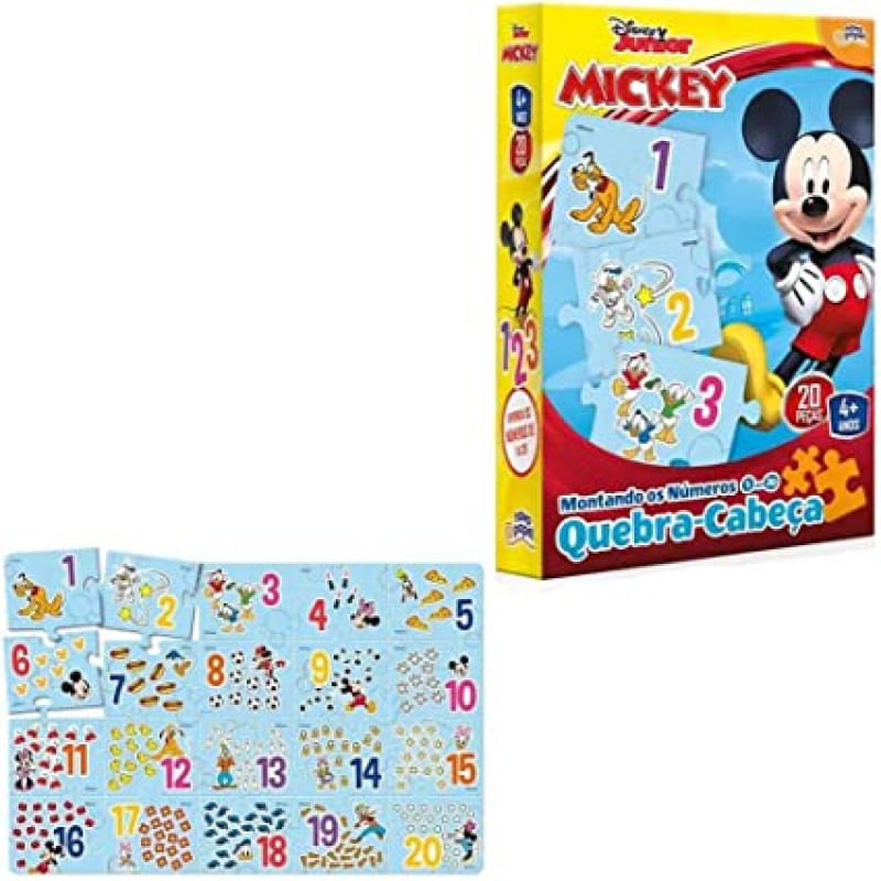 Quebra-Cabeça Montando Os Números 1 ao 20 Disney Junior Mickey