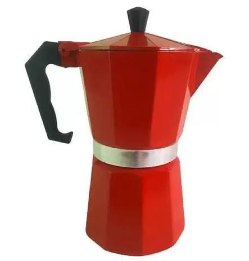 Cafeteira de Aço Inox Vermelha para 6 cafezinhos 300 ml - Mimo Style - AF06V