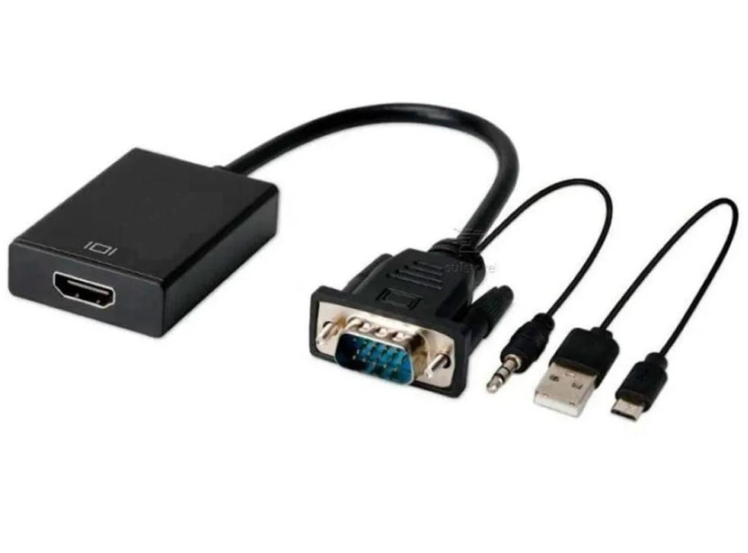 Conversor VGA Para HDMI Saída 1080p Hd Tv Hdtv Áudio P2