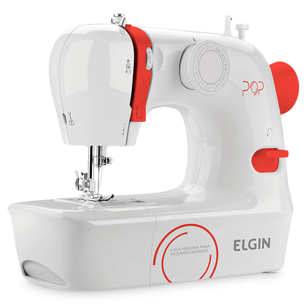 Máquina de Costura Portátil Elgin POP BL-1009 com 9 Pontos e Enchedor de Bobinas Bivolt - Branca Bivolt