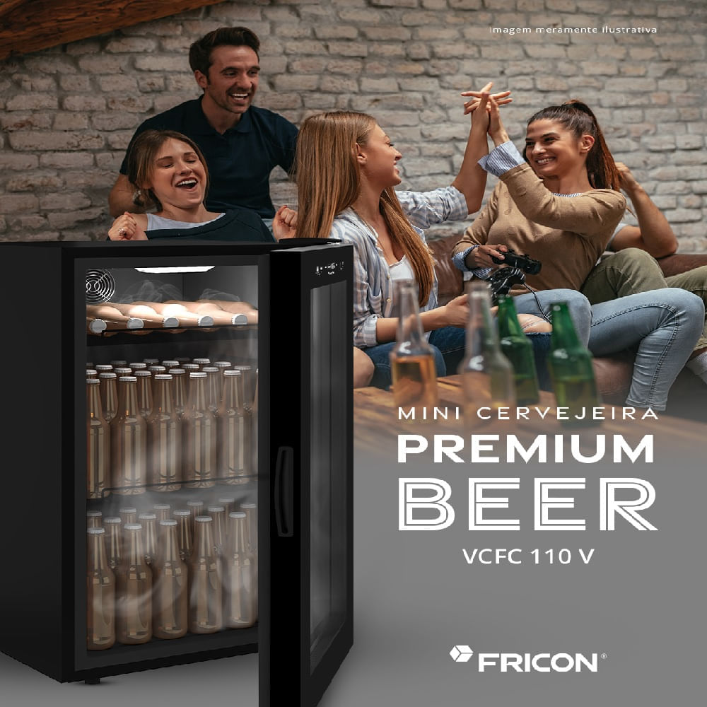 Mini Cervejeira Premium Beer Fricon 105 Litros Preto - 127 Volts 110