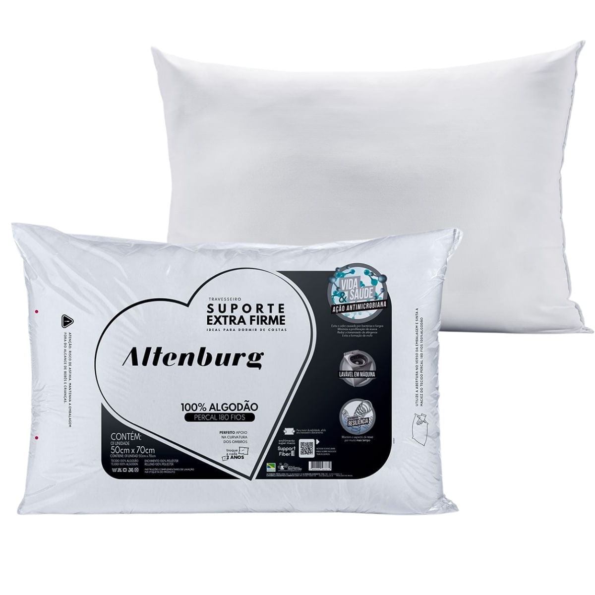 Travesseiro Suporte Extra Firme Altenburg Para Quem Dorme de Lado