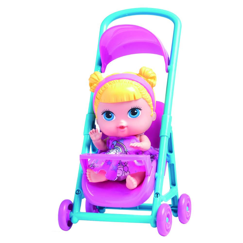 Boneca Mini Carrinho Babys Collection - Super Toys Loira - 338
