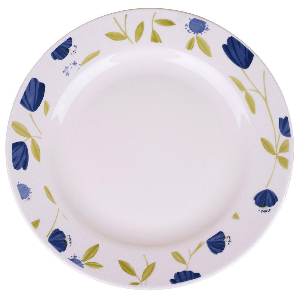 Aparelho de Jantar 20 Peças Cerâmica Flores Azuis Biona