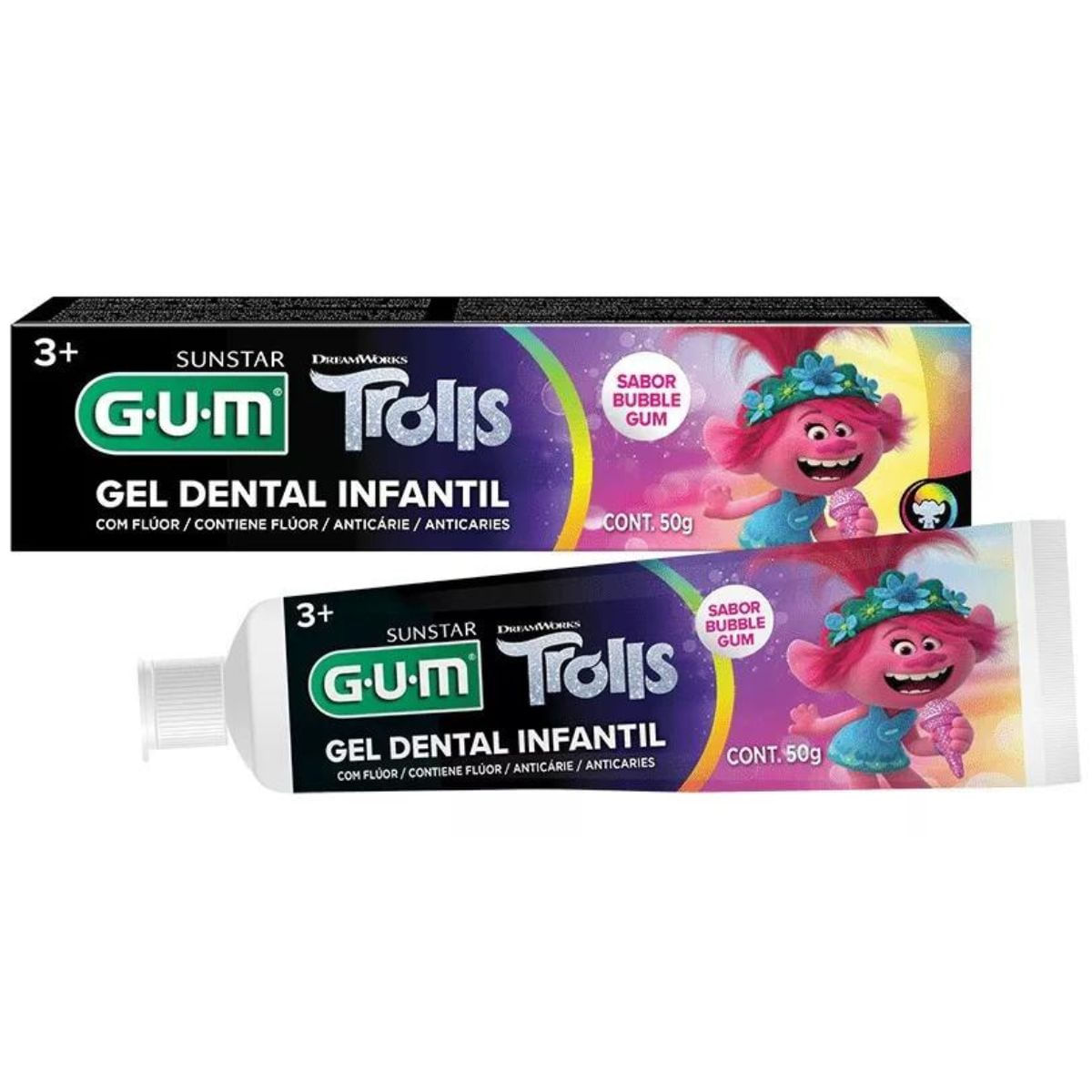 Gel Dental Infantil Trolls 50g - Com Fluor - GUM