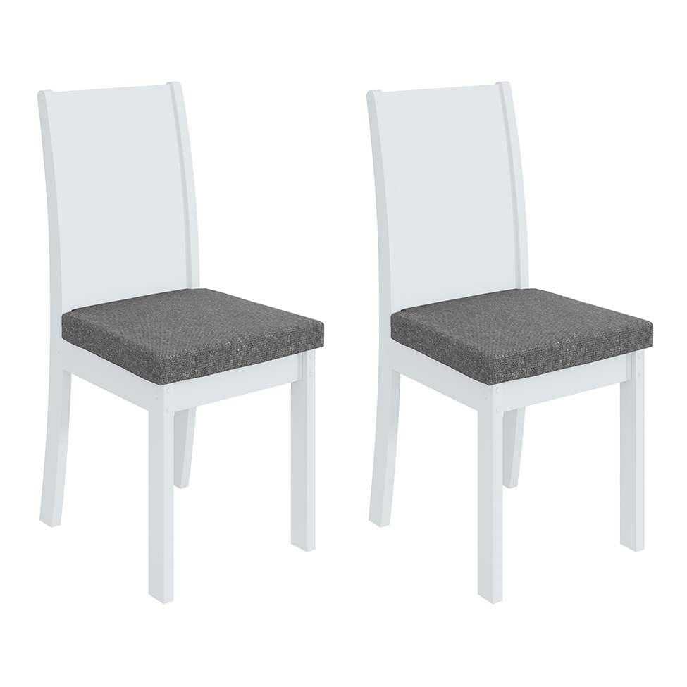 Conjunto 2 Cadeiras Sala de Jantar Athenas Linho Cinza e Branco Lopas