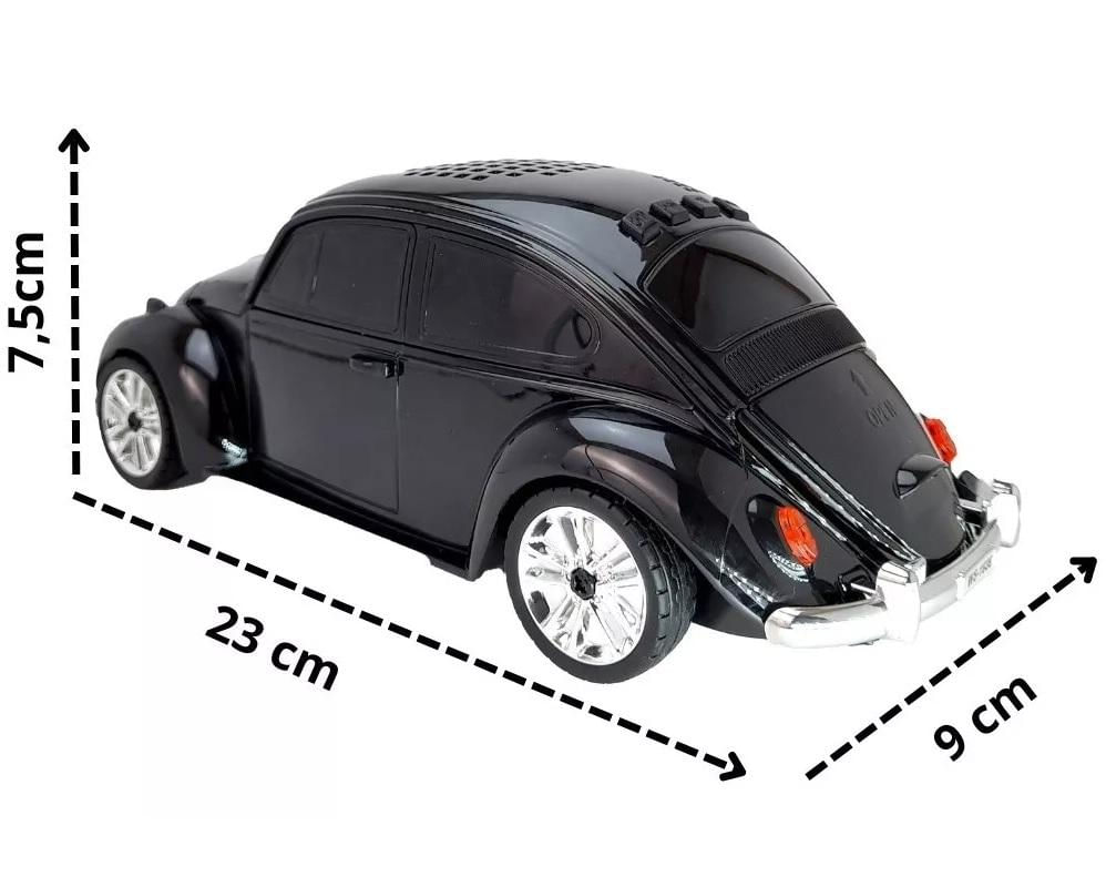 Caixinha De Som Fusca Bluetooth Led Miniatura De Carro Fuscão Preto