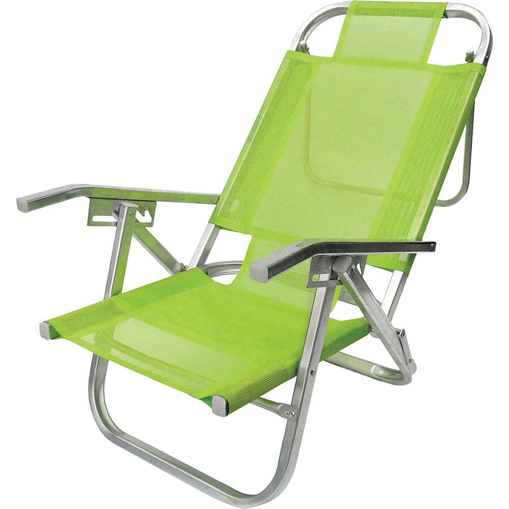 Cadeira de Praia de Aluminio 5 Posições Premium Copacabana Botafogo Lar & Lazer Verde