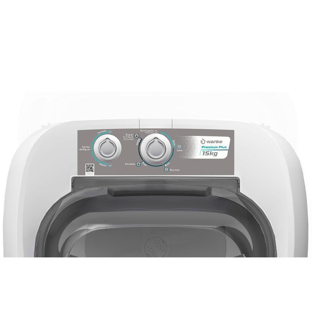 Máquina De Lavar Wanke 15kg Premium Plus Semi-automática Batedor Robusto Dispenser Duplo 220v Branco 220