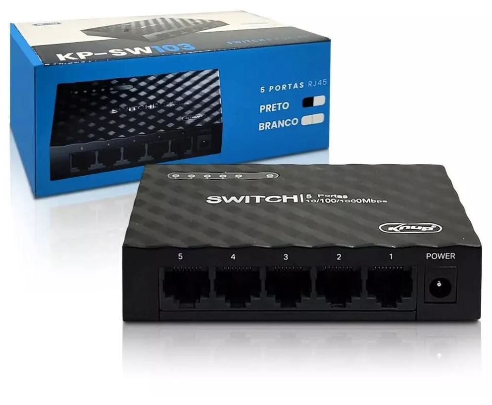 Switch 5 Portas Gigabit 10/100/1000 Mbps Homologado Anatel KP-SW103