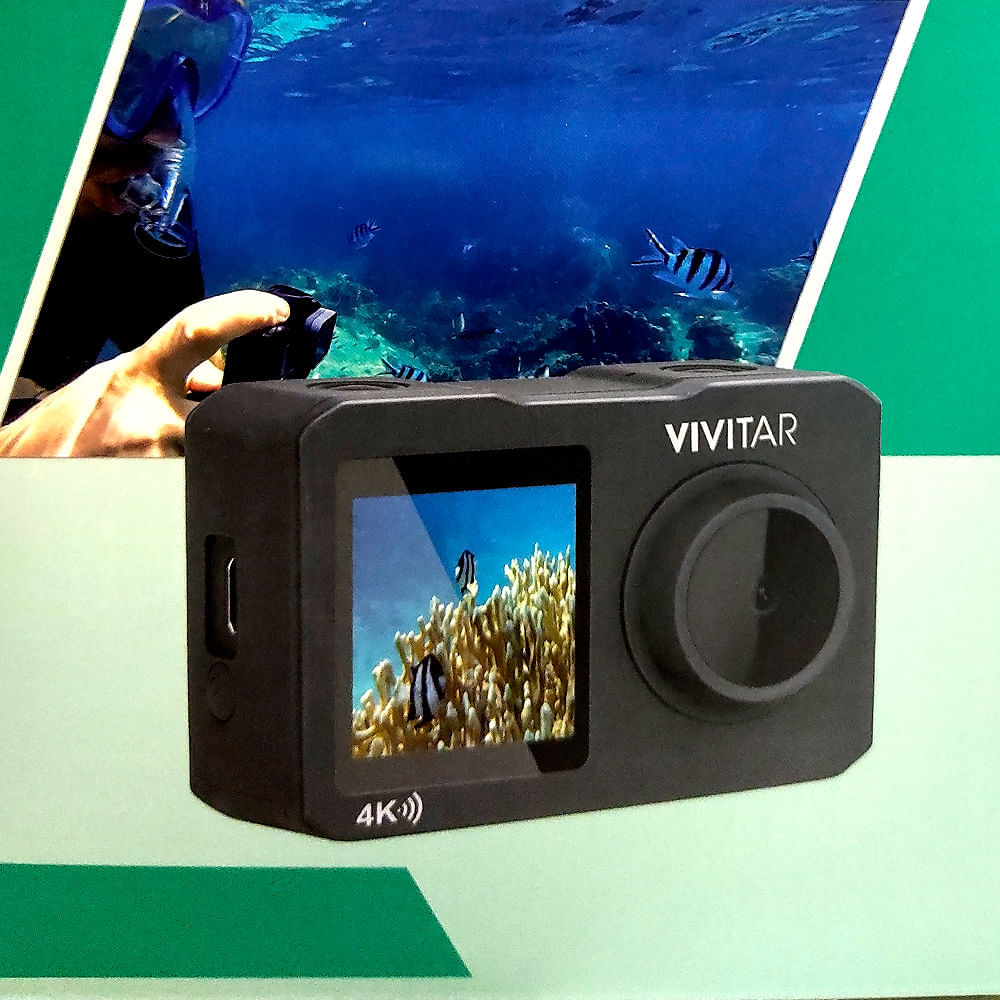 Câmera filmadora de ação 4K Ultra HD com caixa estanque e acessórios Preta