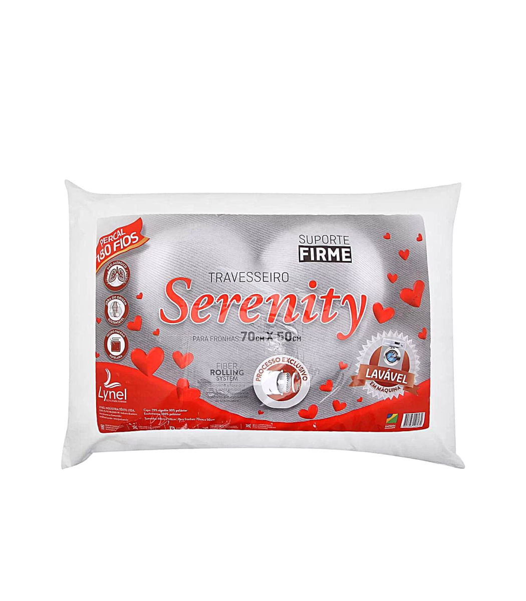Travesseiro Serenity Suporte Firme Lynel Branco UN / Branco