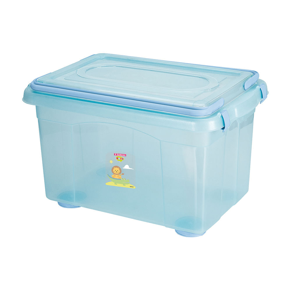 Caixa Organizadora Plástica com Trava e Alça Azul 4,3L Baby Ordene