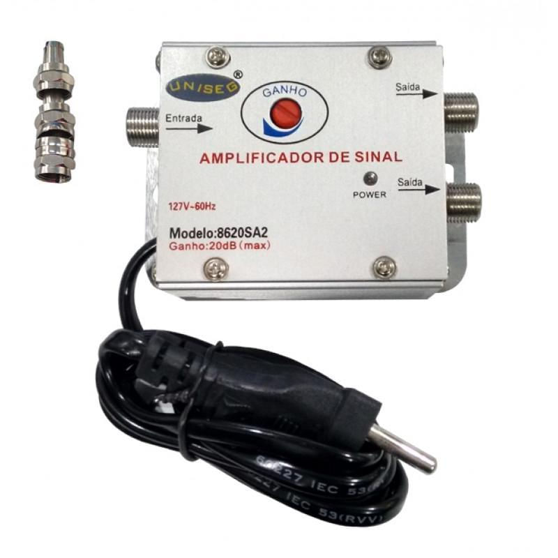 Amplificador Sinal 1X2 20Db Com Regulagem