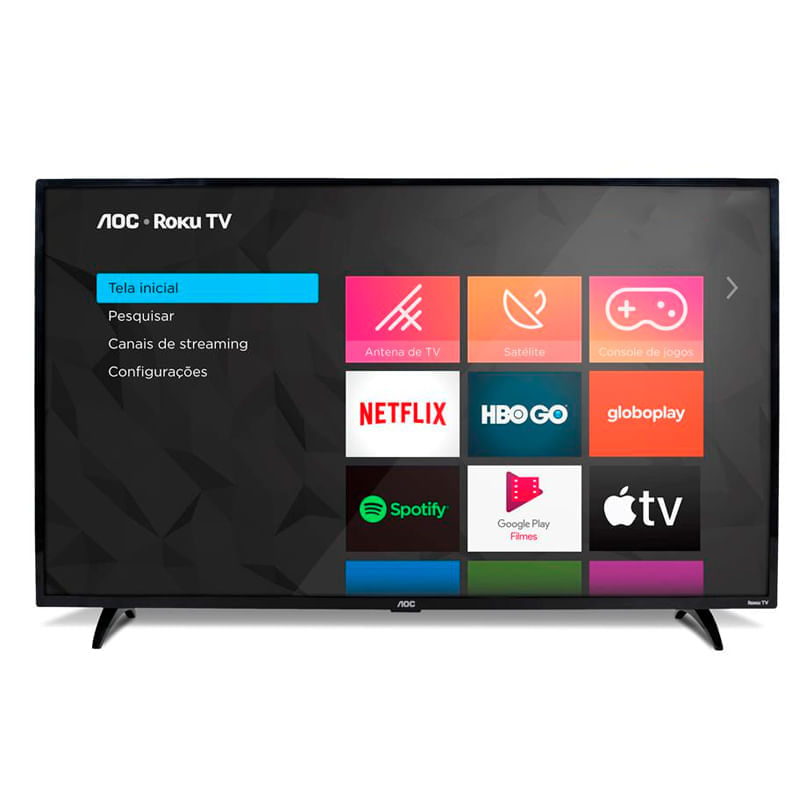 Smart TV AOC Roku TV LED Full HD 43” S5195 com Wifi Integrado Roku Mobile Miracast Netflix Entradas HDMI e USB