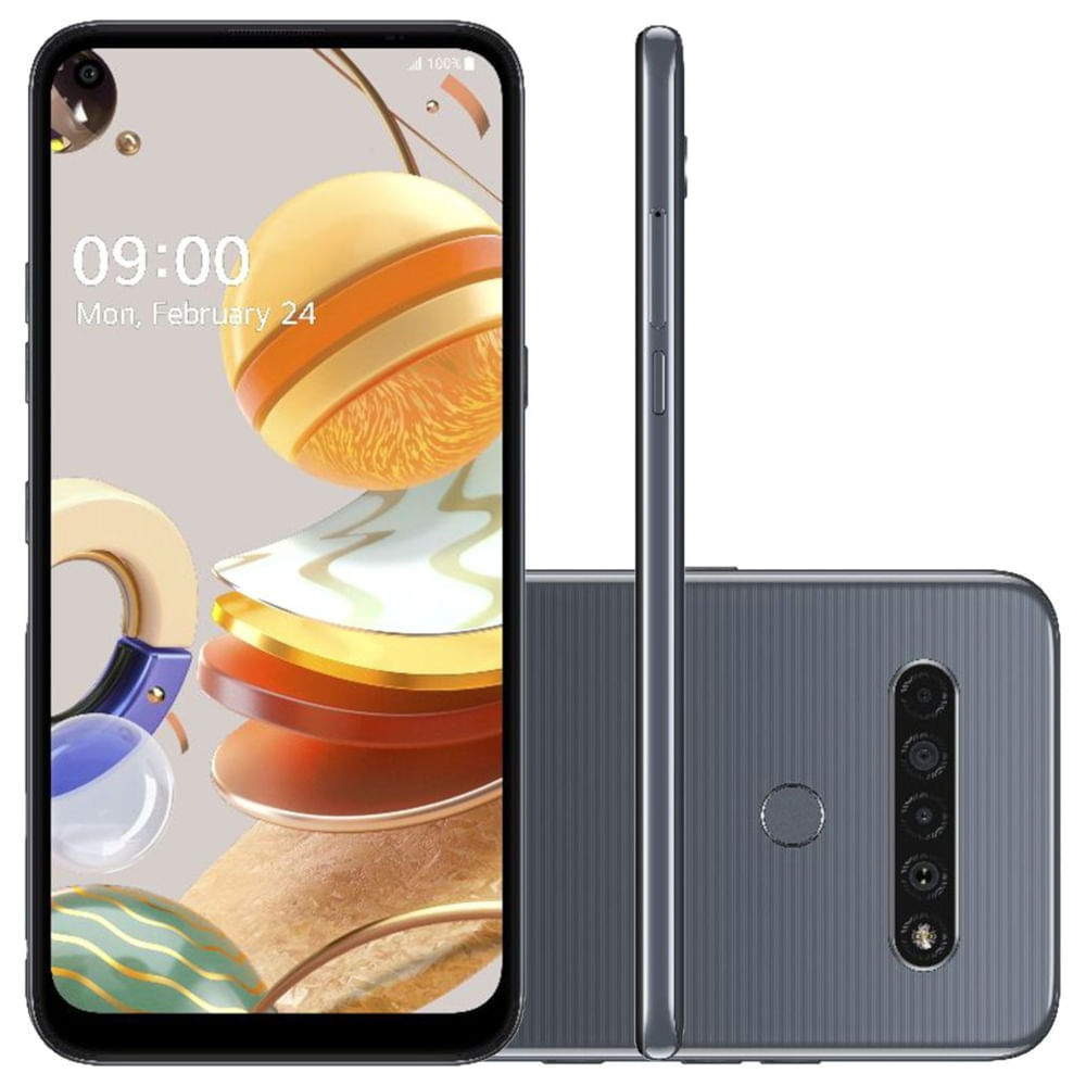 Smartphone LG K61 Tela 6.5" FHD+ Android 9.0 Pie 4GB RAM Octa Core 4 Câmeras 128GB - Titanium