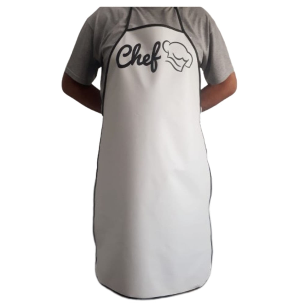 Avental de Chef na Cor Branca Material Bagum para Cozinhar