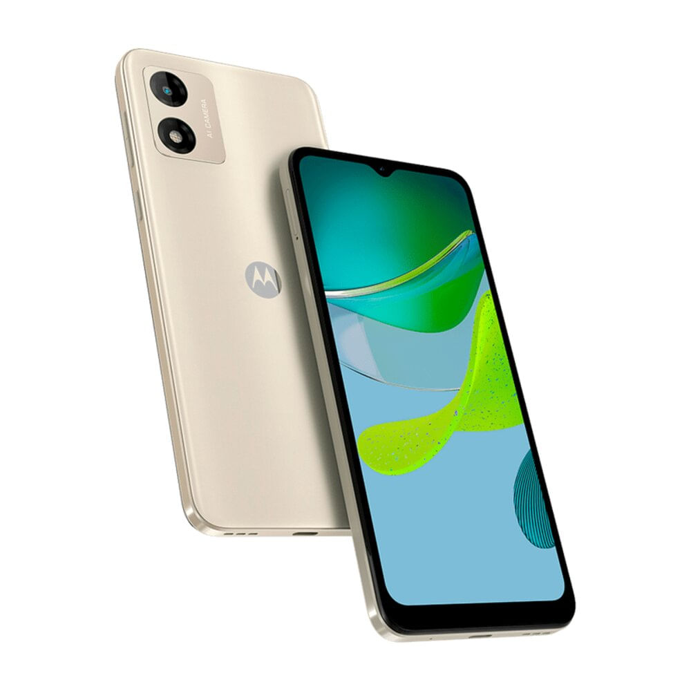 Smartphone Motorola Moto E13 64GB - Branco (Off White), Câmera 13MP, RAM 4GB e Tela 6,5"
